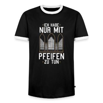 Orgelspieler Orgel Pfeifenorgel Organist - Männer Kontrast-T-Shirt - Schwarz/Weiß - Vorne - AI Model Female 172 light (172cm) & AI Model Male 178 light (178cm)