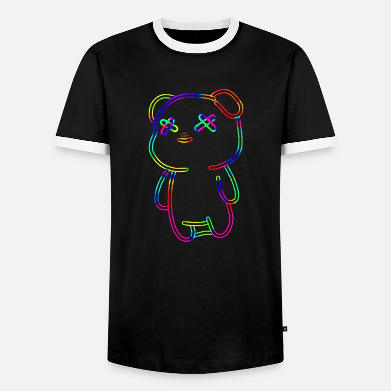 Techno Bär - Männer Kontrast-T-Shirt - Schwarz/Weiß