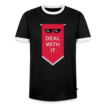 Flag Traitez-le - T-shirt contrasté Homme - noir/blanc - Devant - AI Model Female 172 light (172cm) & AI Model Male 178 light (178cm)