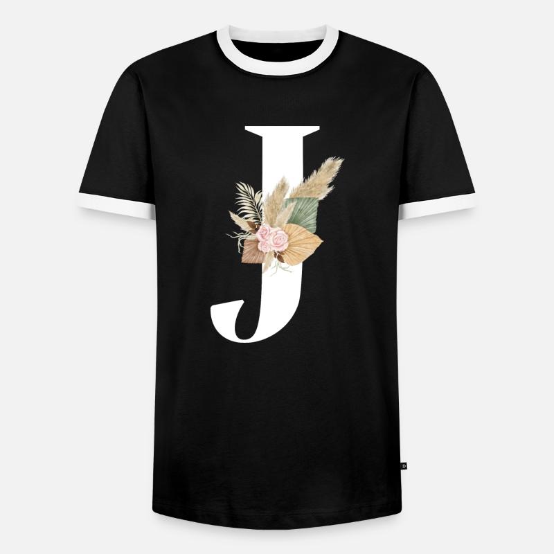 Buchstabe J blühte - Männer Kontrast-T-Shirt - Schwarz/Weiß