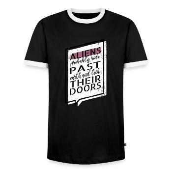 birthday present idea gift idea anal probe - Männer Kontrast-T-Shirt - Schwarz/Weiß - Vorne - AI Model Female 172 light (172cm) & AI Model Male 178 light (178cm)