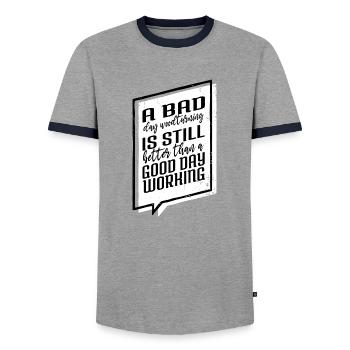 charpentier tshirts americas syndicat charpentier - T-shirt contrasté Homme - gris/marine  - Devant - AI Model Female 172 light (172cm) & AI Model Male 178 light (178cm)
