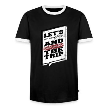 Joke Bodybuilding Bubaprints Dino Gift Idea - Men's Ringer Shirt - black/white - Front - AI Model Female 172 light (172cm) & AI Model Male 178 light (178cm)