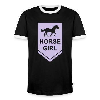 Citation de fille de cheval disant - T-shirt contrasté Homme - noir/blanc - Devant - AI Model Female 172 light (172cm) & AI Model Male 178 light (178cm)