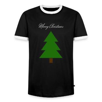 Merry Christmas - Christmas tree - Men's Ringer Shirt - black/white - Front - AI Model Female 172 light (172cm) & AI Model Male 178 light (178cm)
