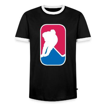 Eishockey Hockey Sport Logo lustig Geschenk - Männer Kontrast-T-Shirt - Schwarz/Weiß - Vorne - AI Model Female 172 light (172cm) & AI Model Male 178 light (178cm)