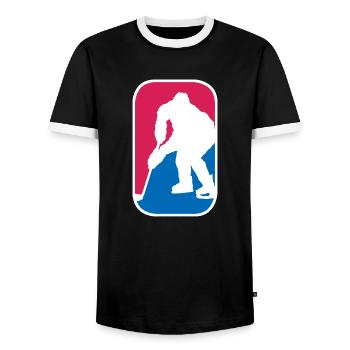 Ice Hockey Eishockey Spieler Logo lustige Geschenk - Männer Kontrast-T-Shirt - Schwarz/Weiß - Vorne - AI Model Female 172 light (172cm) & AI Model Male 178 light (178cm)