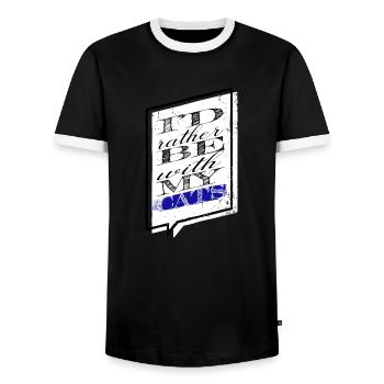 Cute Animal Love Joke Cat Long Sleeve Shirts - Men's Ringer Shirt - black/white - Front - AI Model Female 172 light (172cm) & AI Model Male 178 light (178cm)