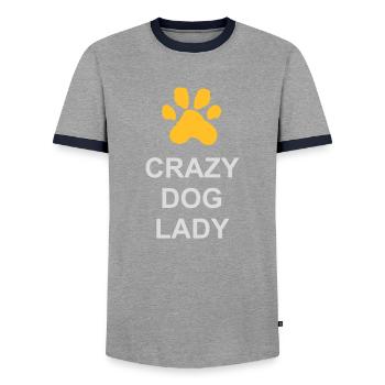 crazy dog lady quote - Men's Ringer Shirt - grey/navy  - Front - AI Model Female 172 light (172cm) & AI Model Male 178 light (178cm)