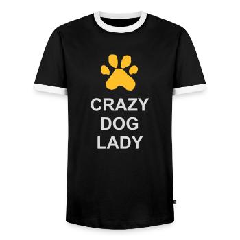 crazy dog lady quote - Men's Ringer Shirt - black/white - Front - AI Model Female 172 light (172cm) & AI Model Male 178 light (178cm)
