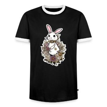 Cute Easter in the Flowers - Men's Ringer Shirt - black/white - Front - AI Model Female 172 light (172cm) & AI Model Male 178 light (178cm)