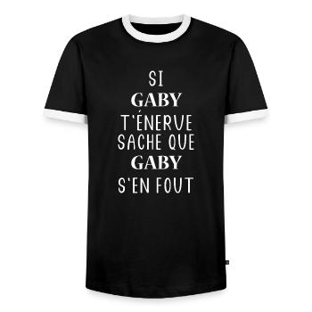 Si gaby t'énerve sache que gaby - T-shirt contrasté Homme - noir/blanc - Devant - AI Model Female 172 light (172cm) & AI Model Male 178 light (178cm)