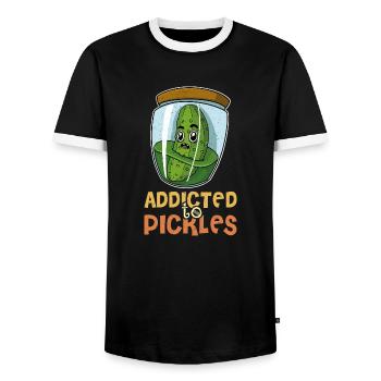 Obst Garten Gurken Cornichons Gewürzgurken - Männer Kontrast-T-Shirt - Schwarz/Weiß - Vorne - AI Model Female 172 light (172cm) & AI Model Male 178 light (178cm)