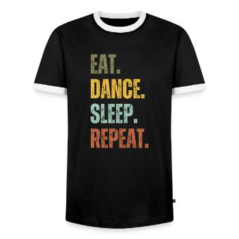 EAT DANCE SLEEP REPEAT - Men's Ringer Shirt - black/white - Front - AI Model Female 172 light (172cm) & AI Model Male 178 light (178cm)