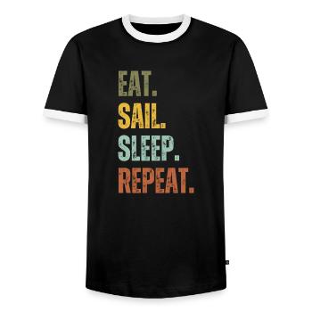 EAT SAIL SLEEP REPEAT - Men's Ringer Shirt - black/white - Front - AI Model Female 172 light (172cm) & AI Model Male 178 light (178cm)