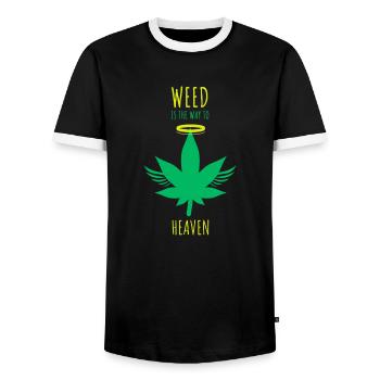 Weed is the way to heaven - Men's Ringer Shirt - black/white - Front - AI Model Female 172 light (172cm) & AI Model Male 178 light (178cm)