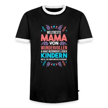 Weltbeste Mama - Männer Kontrast-T-Shirt - Schwarz/Weiß - Vorne - AI Model Female 172 light (172cm) & AI Model Male 178 light (178cm)