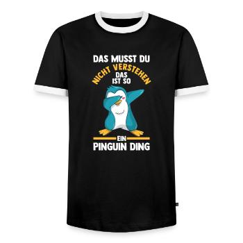 Tiermotiv Pinguin - Männer Kontrast-T-Shirt - Schwarz/Weiß - Vorne - AI Model Female 172 light (172cm) & AI Model Male 178 light (178cm)