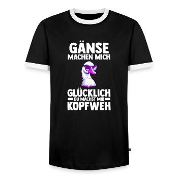 Gans Gänse - Männer Kontrast-T-Shirt - Schwarz/Weiß - Vorne - AI Model Female 172 light (172cm) & AI Model Male 178 light (178cm)