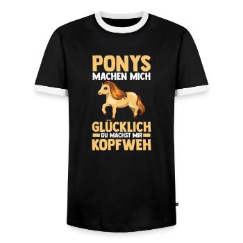 Pferd Reiten Reiter Reiterin Reitsport Pferde Pony - Männer Kontrast-T-Shirt - Schwarz/Weiß - Vorne - AI Model Female 172 light (172cm) & AI Model Male 178 light (178cm)