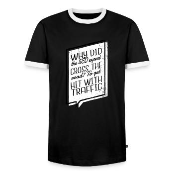 programmation informatique admin blagues heureux docteur - T-shirt contrasté Homme - noir/blanc - Devant - AI Model Female 172 light (172cm) & AI Model Male 178 light (178cm)