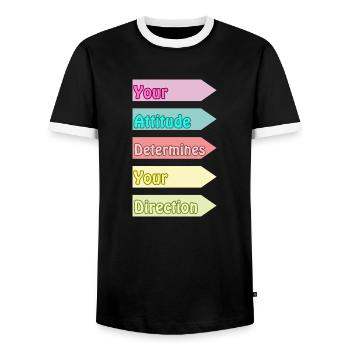 Votre attitude détermine votre direction - T-shirt contrasté Homme - noir/blanc - Devant - AI Model Female 172 light (172cm) & AI Model Male 178 light (178cm)