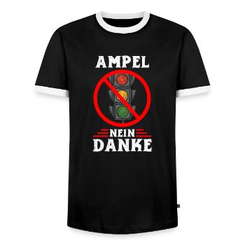 Ampel #Rücktritt der Regierung - Männer Kontrast-T-Shirt - Schwarz/Weiß - Vorne - AI Model Female 172 light (172cm) & AI Model Male 178 light (178cm)