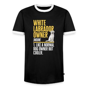Labrador Retriever blanc Labrador Labrador blanc - T-shirt contrasté Homme - noir/blanc - Devant - AI Model Female 172 light (172cm) & AI Model Male 178 light (178cm)