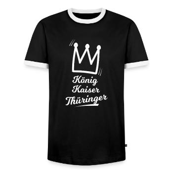 At home in Thuringia - Men's Ringer Shirt - black/white - Front - AI Model Female 172 light (172cm) & AI Model Male 178 light (178cm)