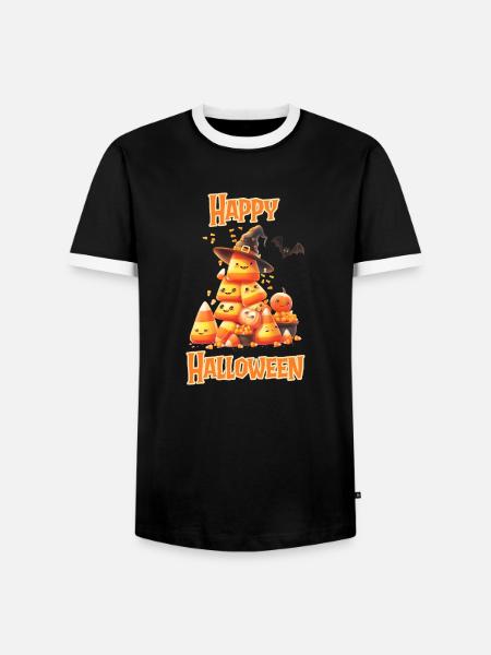 Halloween - Piramide di caramelle di Halloween felice - Maglietta Contrast da uomo - nero/bianco