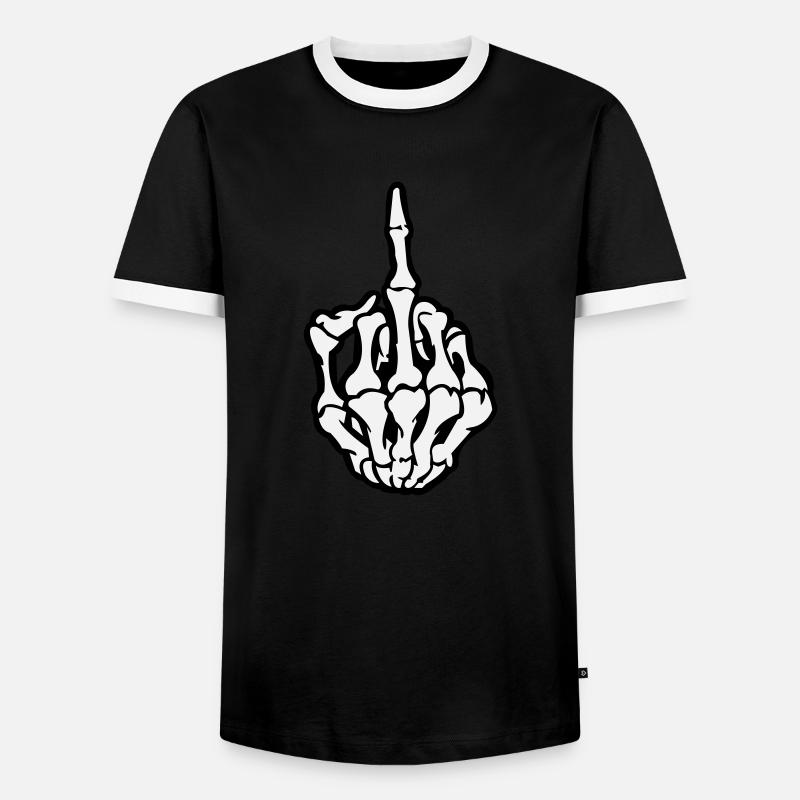 Skull Mittelfinger - Männer Kontrast-T-Shirt - Schwarz/Weiß