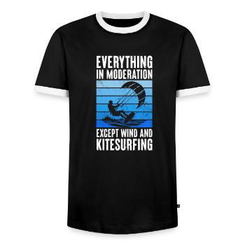 Everything In Moderation Except Wind And - Men's Ringer Shirt - black/white - Front - AI Model Female 172 light (172cm) & AI Model Male 178 light (178cm)