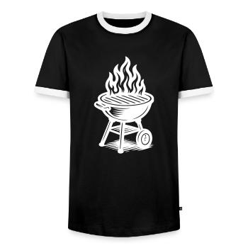 Grill Fire Grilling - Men's Ringer Shirt - black/white - Front - AI Model Female 172 light (172cm) & AI Model Male 178 light (178cm)