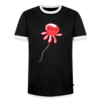Pieuvre Ballon Volant Mignon Enfant Heureux Bande Dessinée - T-shirt contrasté Homme - noir/blanc - Devant - AI Model Female 172 light (172cm) & AI Model Male 178 light (178cm)