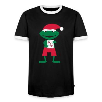Grenouille de Noël - T-shirt contrasté Homme - noir/blanc - Devant - AI Model Female 172 light (172cm) & AI Model Male 178 light (178cm)
