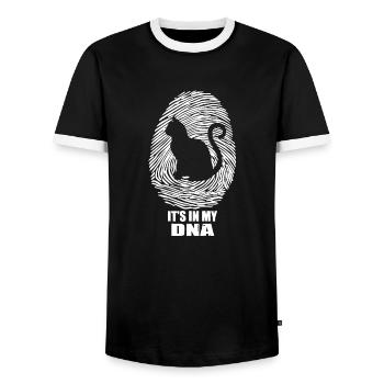 Katze ist in meinem DNA-Hemd - Männer Kontrast-T-Shirt - Schwarz/Weiß - Vorne - AI Model Female 172 light (172cm) & AI Model Male 178 light (178cm)