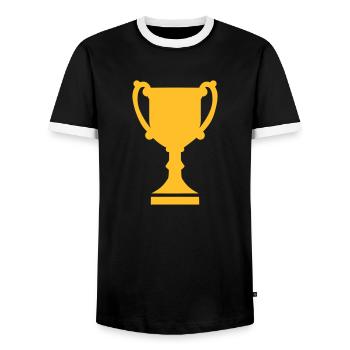 Pokal - Männer Kontrast-T-Shirt - Schwarz/Weiß - Vorne - AI Model Female 172 light (172cm) & AI Model Male 178 light (178cm)