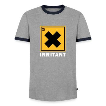 IRRITANT WARNING SIGN - Men's Ringer Shirt - grey/navy  - Front - AI Model Female 172 light (172cm) & AI Model Male 178 light (178cm)