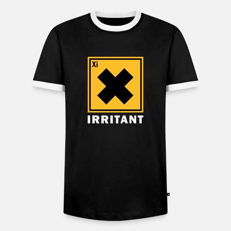 IRRITANT WARNING SIGN - Men's Ringer Shirt - black/white