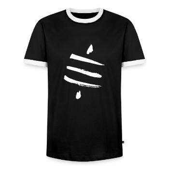 Rétro Bitcoin Crypto Symbole de Satoshi 21 - T-shirt contrasté Homme - noir/blanc - Devant - AI Model Female 172 light (172cm) & AI Model Male 178 light (178cm)