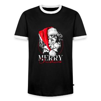 Père Noël Japon menton joyeux Noël chiens Wilsigns - T-shirt contrasté Homme - noir/blanc - Devant - AI Model Female 172 light (172cm) & AI Model Male 178 light (178cm)