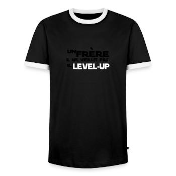 UN frère NE VIEILLIT PAS - T-shirt contrasté Homme - noir/blanc - Devant - AI Model Female 172 light (172cm) & AI Model Male 178 light (178cm)