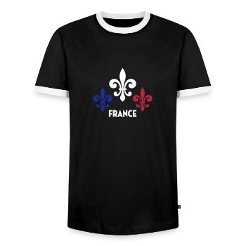 France Français Française French Frankreich - T-shirt contrasté Homme - noir/blanc - Devant - AI Model Female 172 light (172cm) & AI Model Male 178 light (178cm)