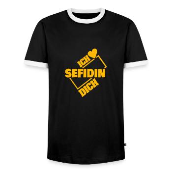 Couple Sefidin - Männer Kontrast-T-Shirt - Schwarz/Weiß - Vorne - AI Model Female 172 light (172cm) & AI Model Male 178 light (178cm)