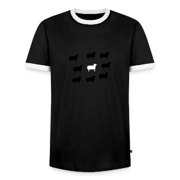 sheep, lamb, lambs, wool, black, goat, stupid - Men's Ringer Shirt - black/white - Front - AI Model Female 172 light (172cm) & AI Model Male 178 light (178cm)