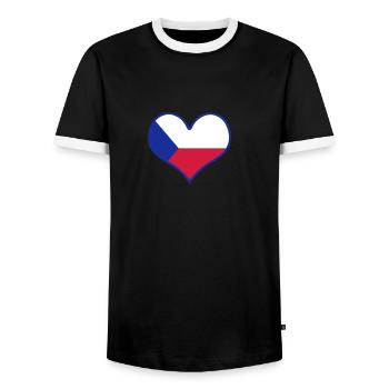 herz tschechien czech - Männer Kontrast-T-Shirt - Schwarz/Weiß - Vorne - AI Model Female 172 light (172cm) & AI Model Male 178 light (178cm)