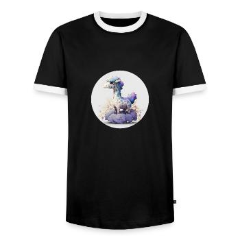 Animal giraffe fantasy and cute - Men's Ringer Shirt - black/white - Front - AI Model Female 172 light (172cm) & AI Model Male 178 light (178cm)