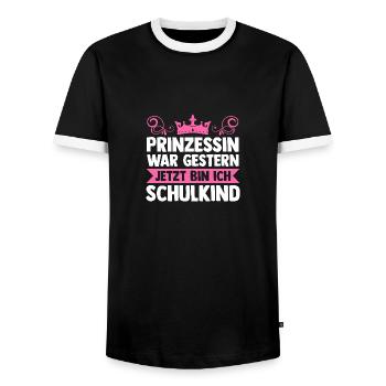Kita Abgänger Prinzessin Einschulung Schulkind - Männer Kontrast-T-Shirt - Schwarz/Weiß - Vorne - AI Model Female 172 light (172cm) & AI Model Male 178 light (178cm)