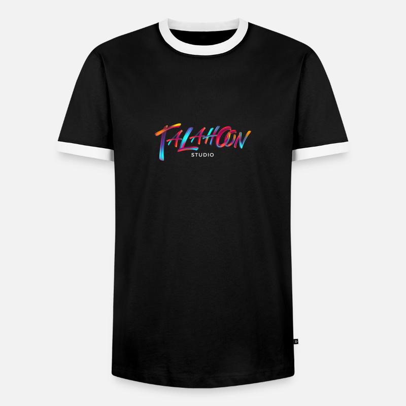Talahoon Studios Rainbow Brushed - Men's Ringer Shirt - black/white