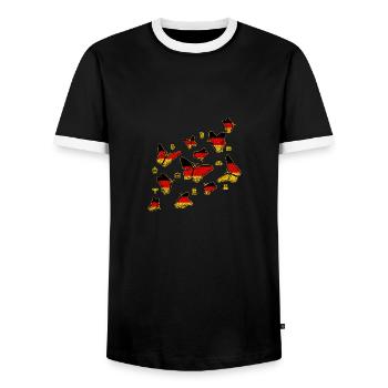 Deutschland Schmetterlinge - Männer Kontrast-T-Shirt - Schwarz/Weiß - Vorne - AI Model Female 172 light (172cm) & AI Model Male 178 light (178cm)